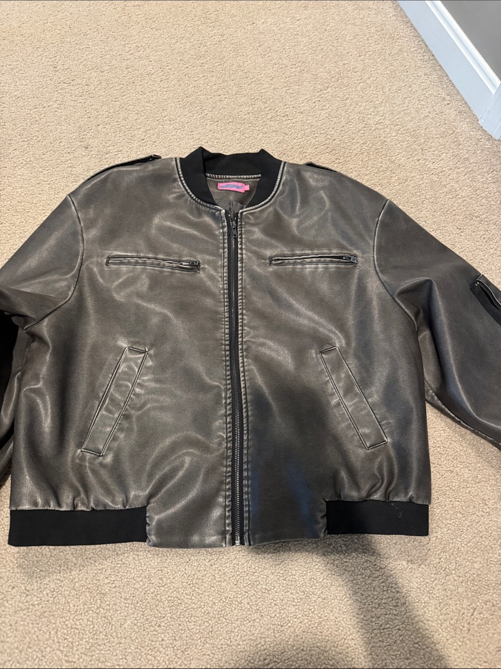 Edikted Women's Metallic Black Bomber Jacket